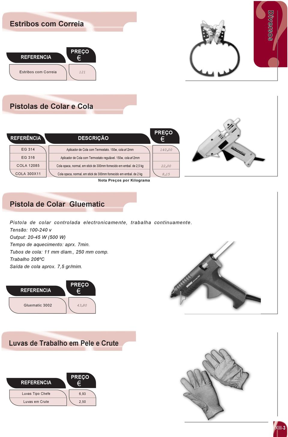 de 2,5 kg Cola opaca, normal, em stick de 0mm fornecido em embal.