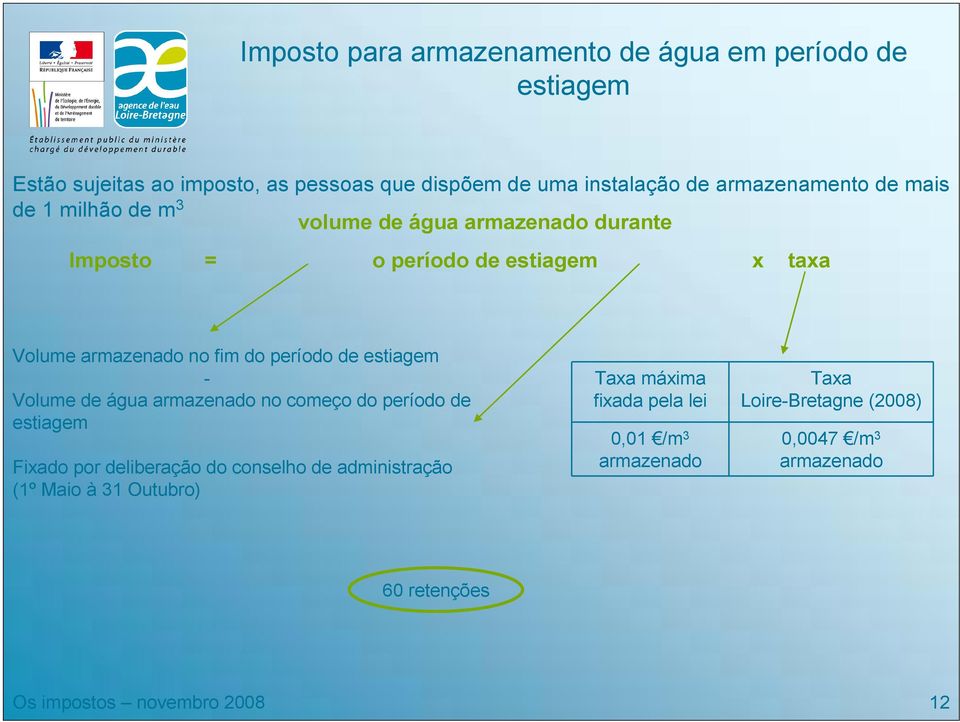 período de estiagem - Volume de água armazenado no começo do período de estiagem Fixado por deliberação do conselho de administração (1º Maio