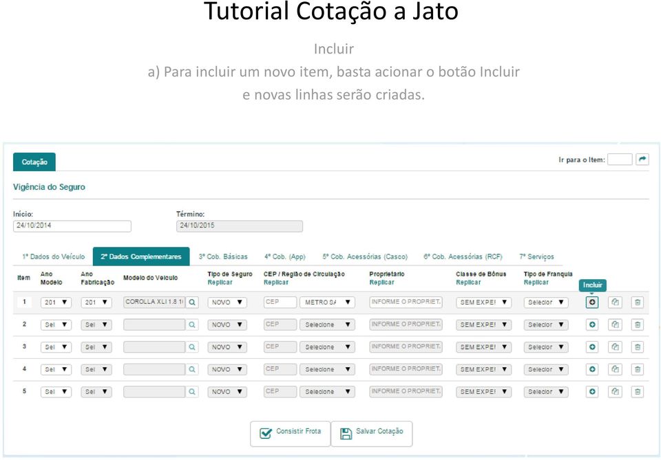 acionar o botão Incluir