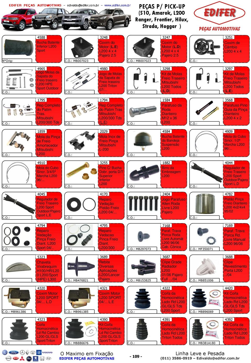 .. 3298 Kit de Molas Freio Todos (L.D) 3297 Kit de Molas Freio Todos (L.E) 1795 Rep Completo do Patim Tras. /300 Tds 1794 Rep Completo do Patim Tras /300 Tds (L.