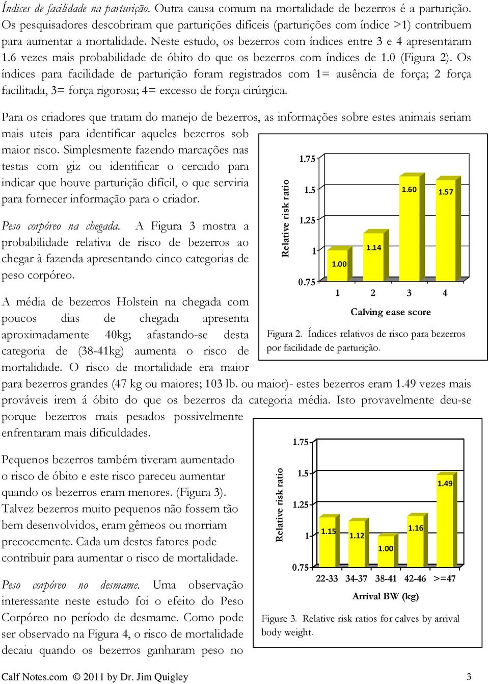 6 vezes mais probabilidade de óbito do que os bezerros com índices de 1.0 (Figura 2).