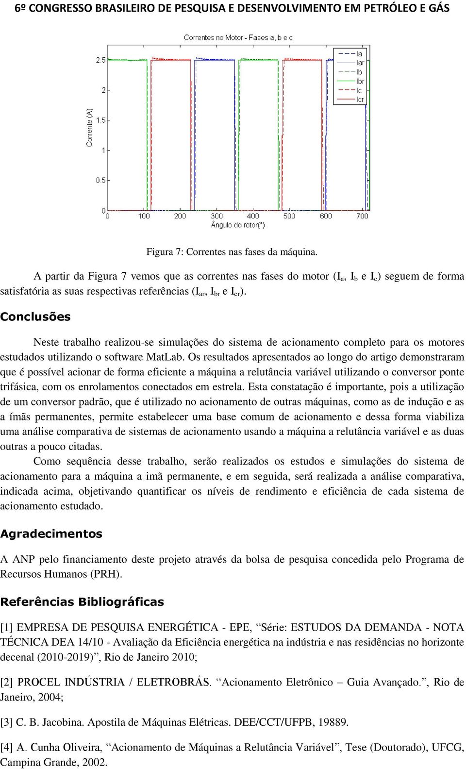 Conclusões Neste trabalho realizou-se simulações do sistema de acionamento completo para os motores estudados utilizando o software MatLab.