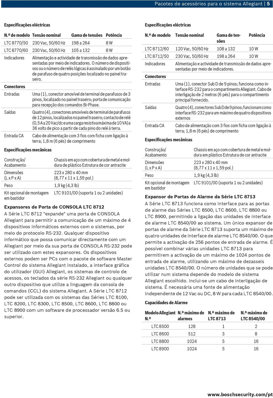 apresentadas por meio de indicadores. O número de dispositivos ou o número de relés lógicas é assinalado por um botão de parafuso de quatro posições localizado no painel traseiro.