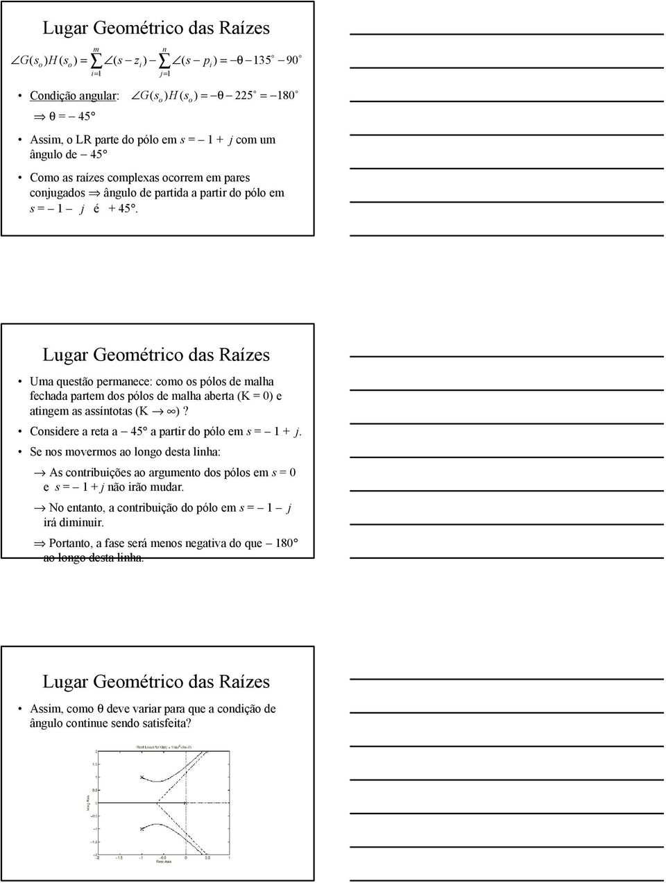 n s ) H ( s ) = θ 5 = 80 Uma questã permanece: cm s póls de malha fechada partem ds póls de malha aberta (K = 0) e atngem as assínttas (K )?