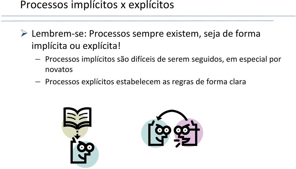 Processos implícitos são difíceis de serem seguidos, em