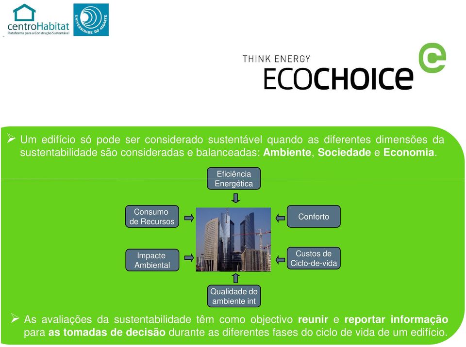 Eficiência Energética Consumo de Recursos Conforto Impacte Ambiental Custos de Ciclo-de-vida Qualidade do