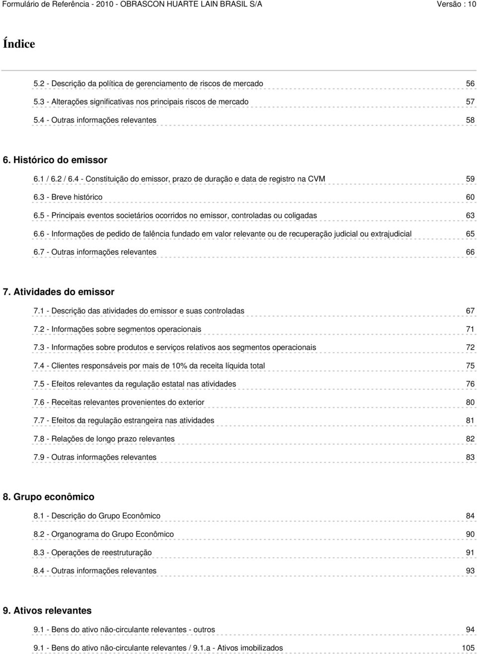 5 - Principais eventos societários ocorridos no emissor, controladas ou coligadas 63 6.