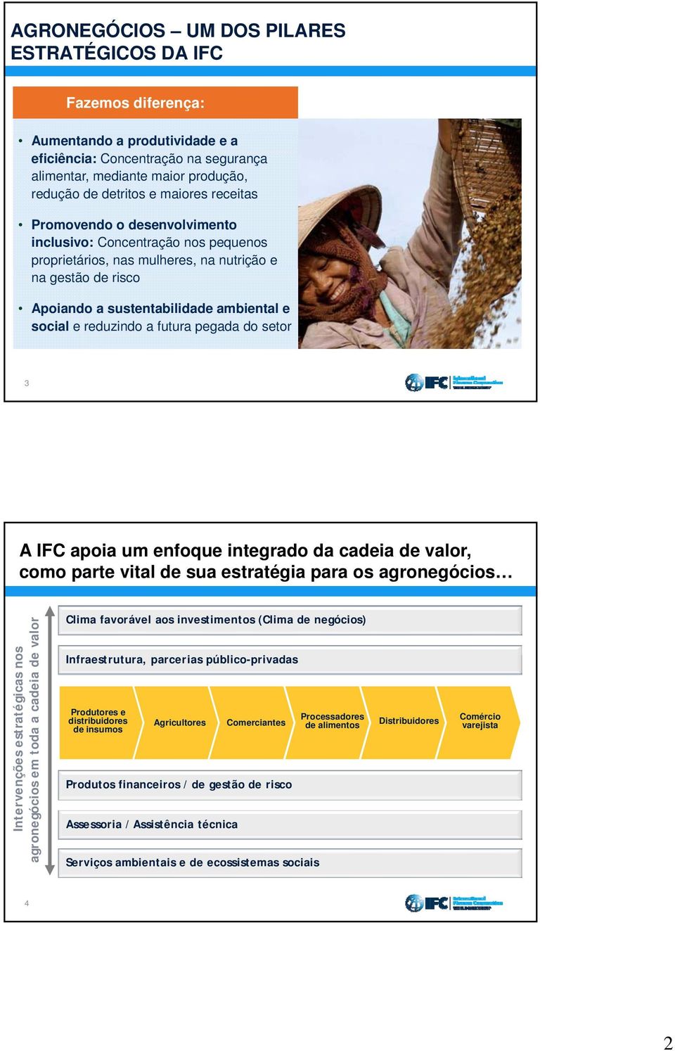 reduzindo a futura pegada do setor 3 A IFC apoia um enfoque integrado da cadeia de valor, como parte vital de sua estratégia para os agronegócios os e valor enções estratégicas no os em toda a cadeia