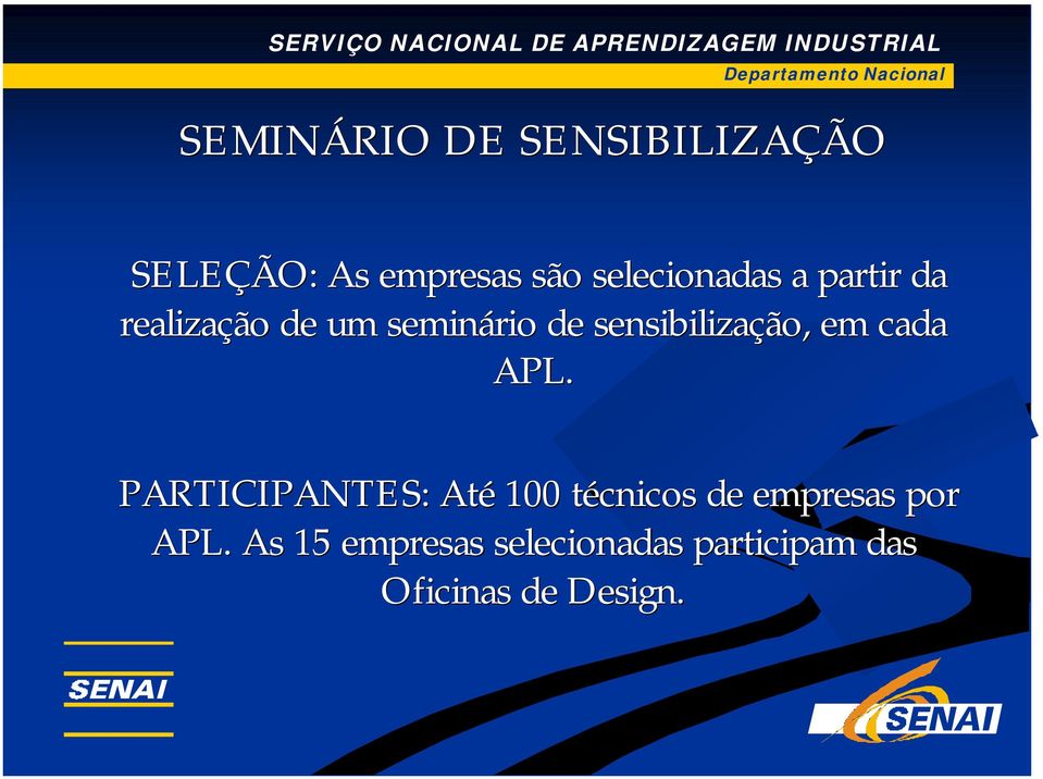 sensibilização, em cada APL.