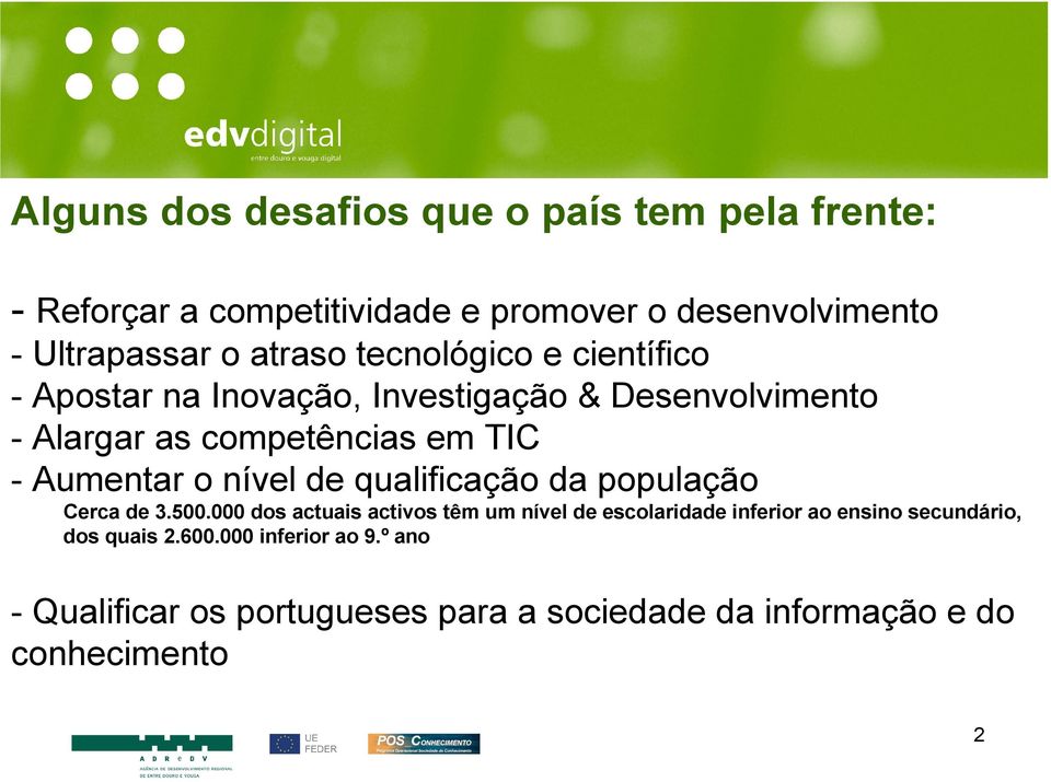 Aumentar o nível de qualificação da população Cerca de 3.500.