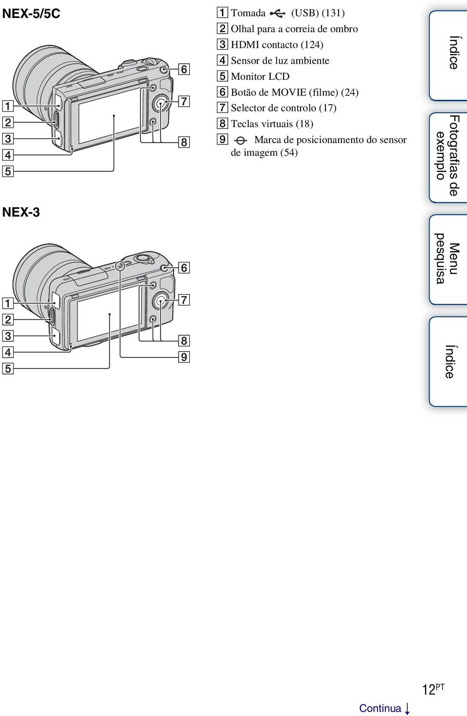 (filme) (24) G Selector de controlo (17) H Teclas virtuais (18) I Marca