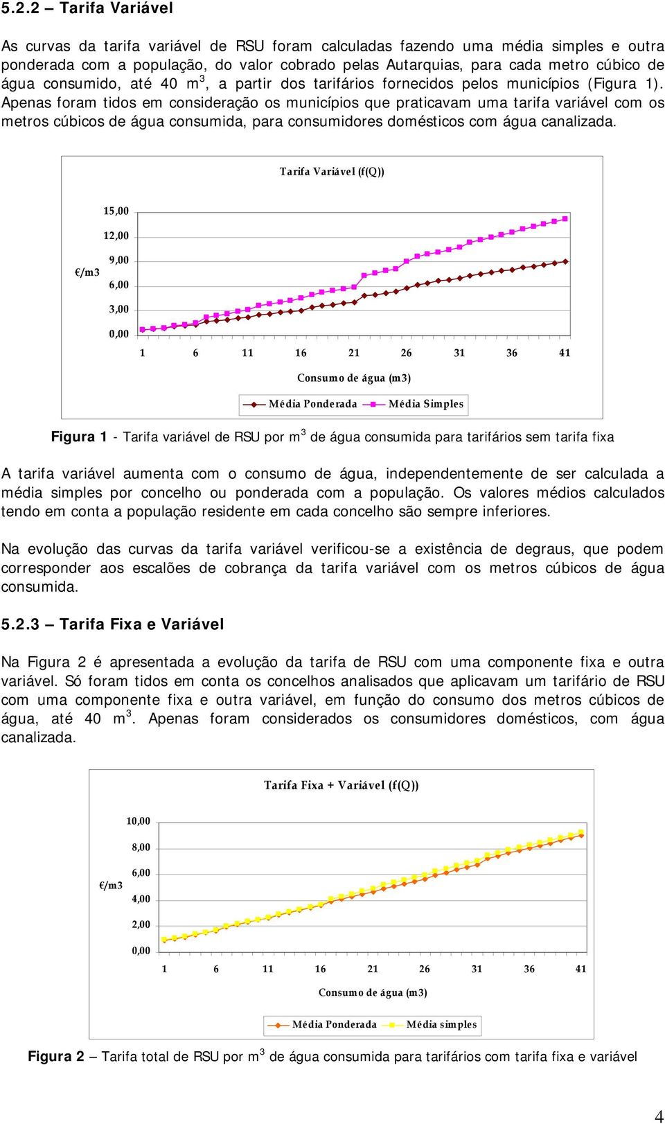 Apenas foram tidos em consideração os municípios que praticavam uma tarifa variável com os metros cúbicos de água consumida, para consumidores domésticos com água canalizada.