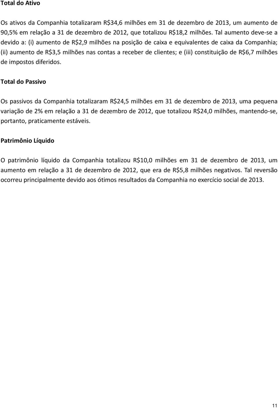 constituição de R$6,7 milhões de impostos diferidos.