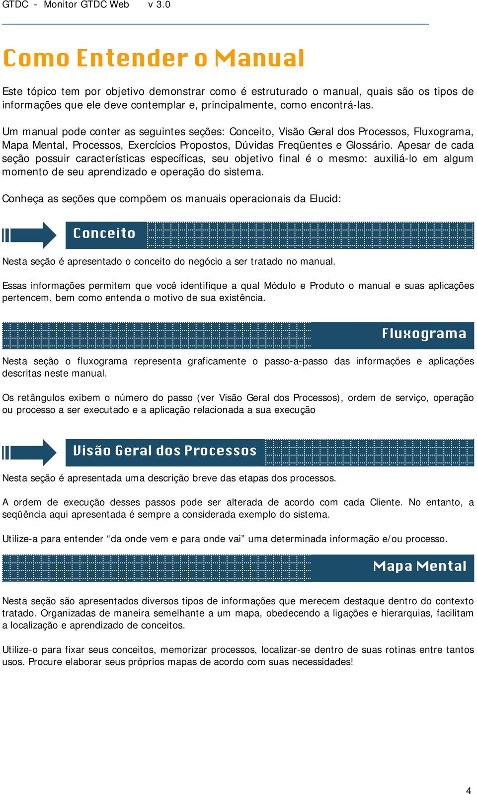 Apesar de cada seção possuir características específicas, seu objetivo final é o mesmo: auxiliá-lo em algum momento de seu aprendizado e operação do sistema.