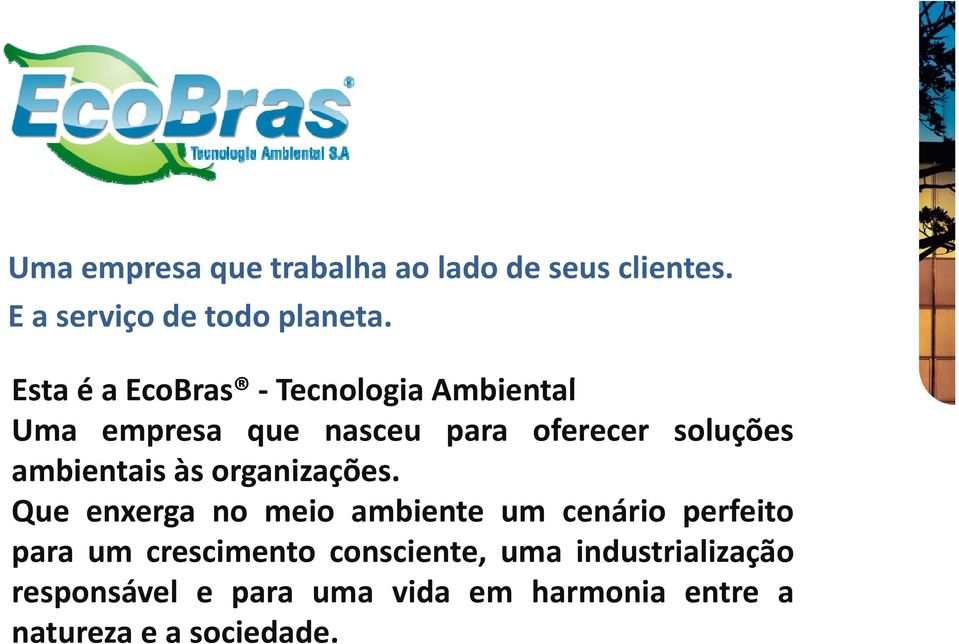 ambientais às organizações.