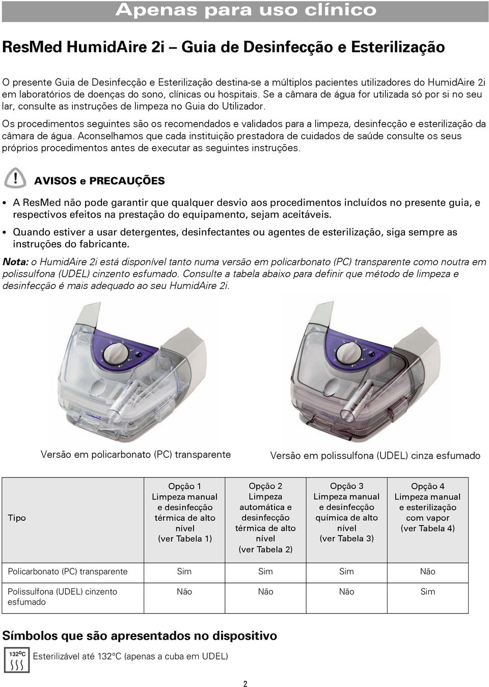 Os procedimentos seguintes são os recomendados e validados para a limpeza, desinfecção e esterilização da câmara de água.