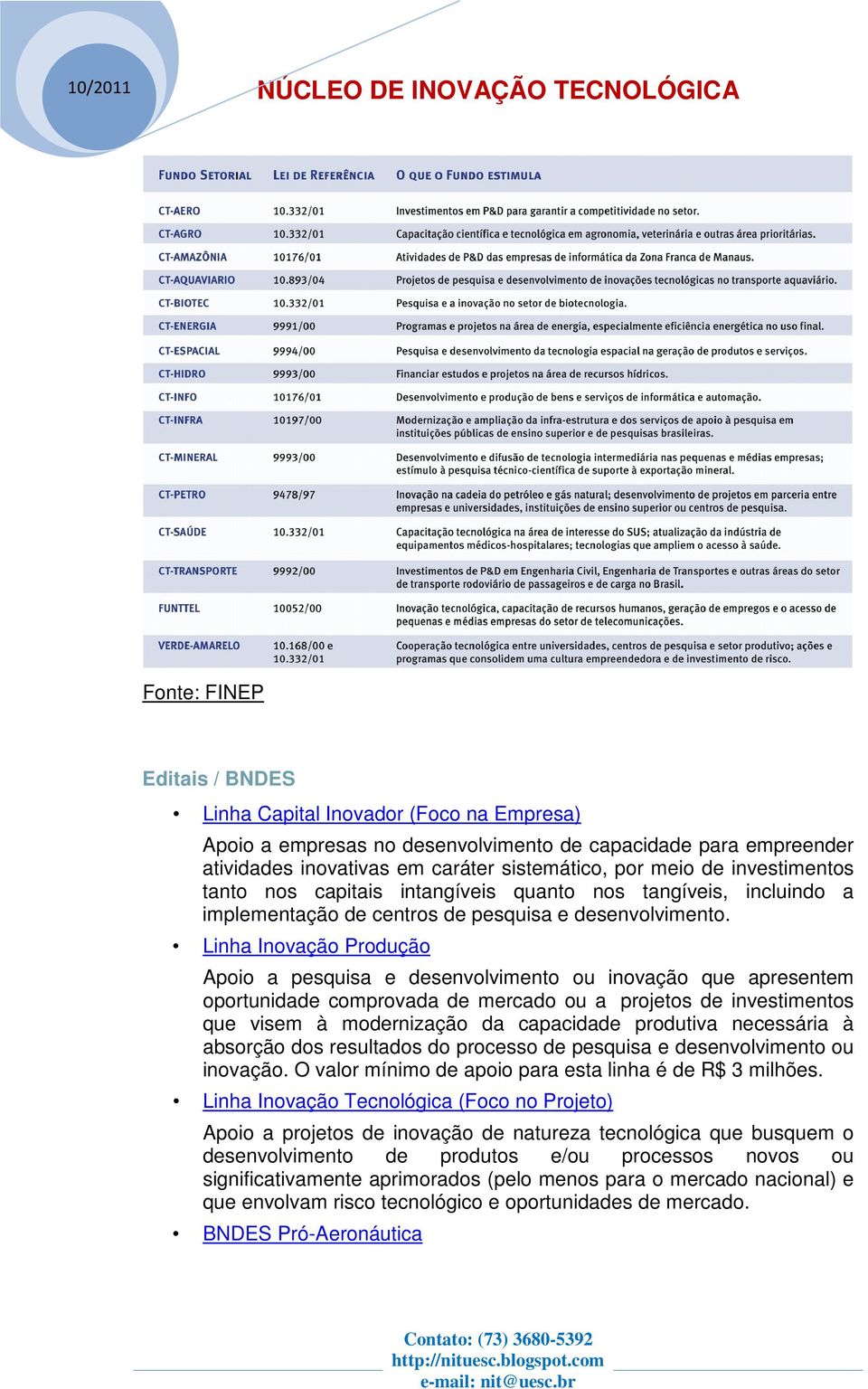 Linha Inovação Produção Apoio a pesquisa e desenvolvimento ou inovação que apresentem oportunidade comprovada de mercado ou a projetos de investimentos que visem à modernização da capacidade