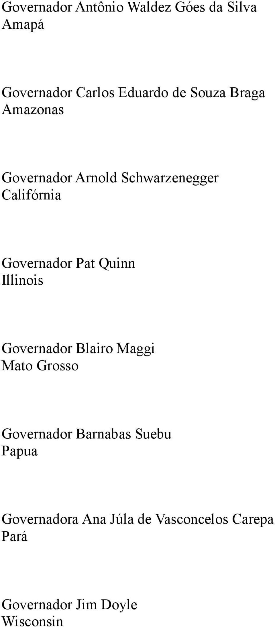 Pat Quinn Illinois Governador Blairo Maggi Mato Grosso Governador Barnabas