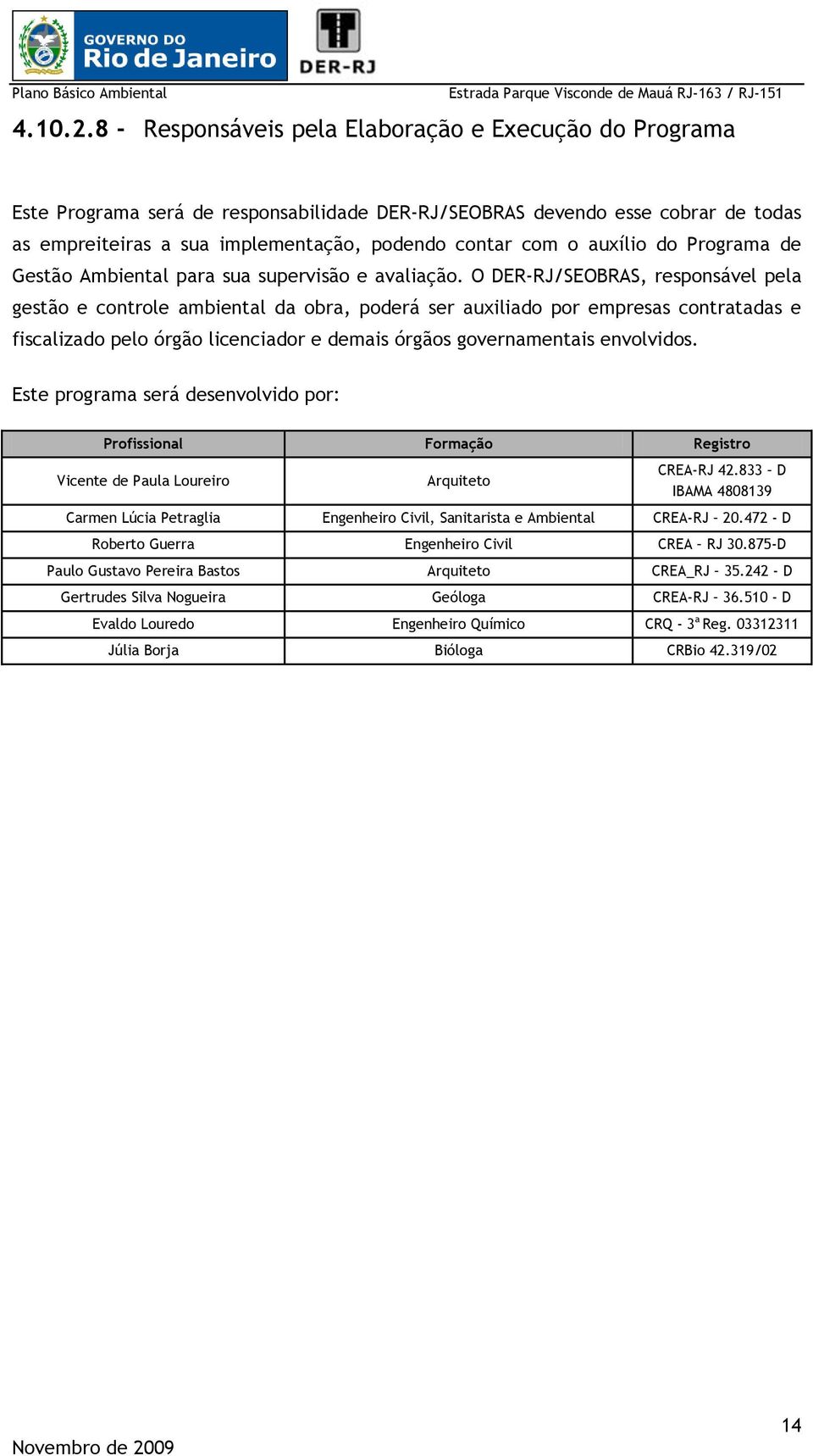 auxílio do Programa de Gestão Ambiental para sua supervisão e avaliação.