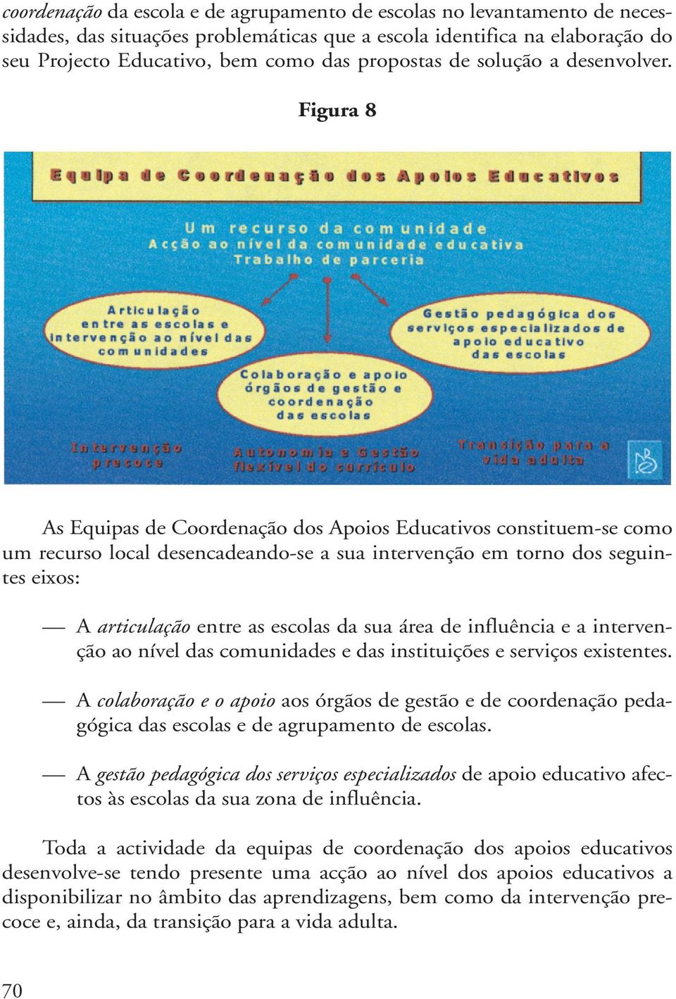 Figura 8 As Equipas de Coordenação dos Apoios Educativos constituem-se como um recurso local desencadeando-se a sua intervenção em torno dos seguintes eixos: A articulação entre as escolas da sua