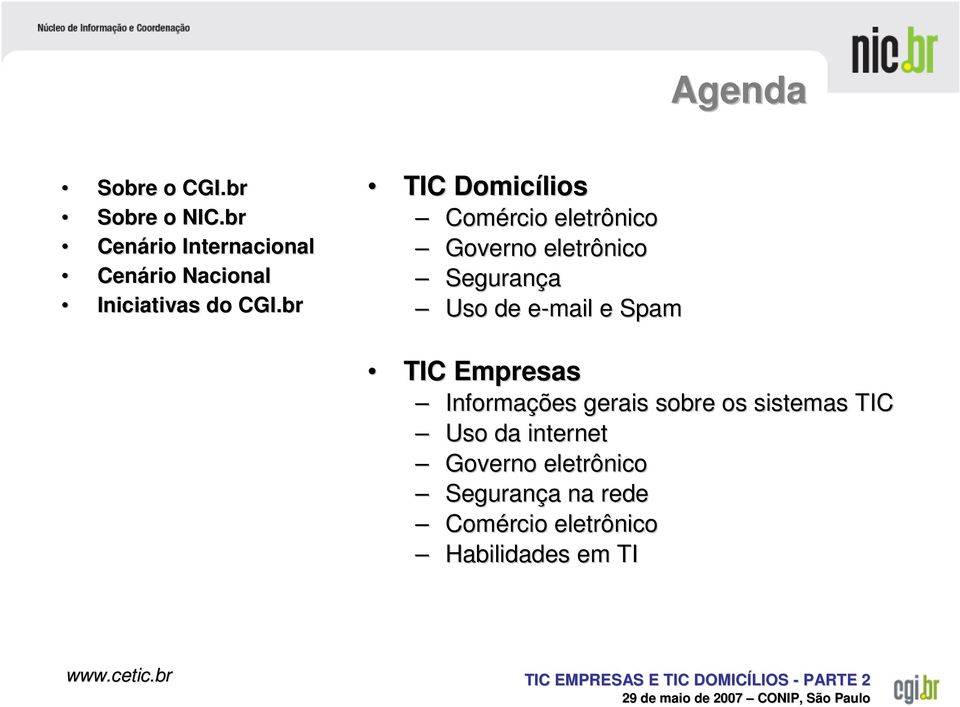 br TIC Domicílios Comércio eletrônico Governo eletrônico Segurança Uso de e-mail e