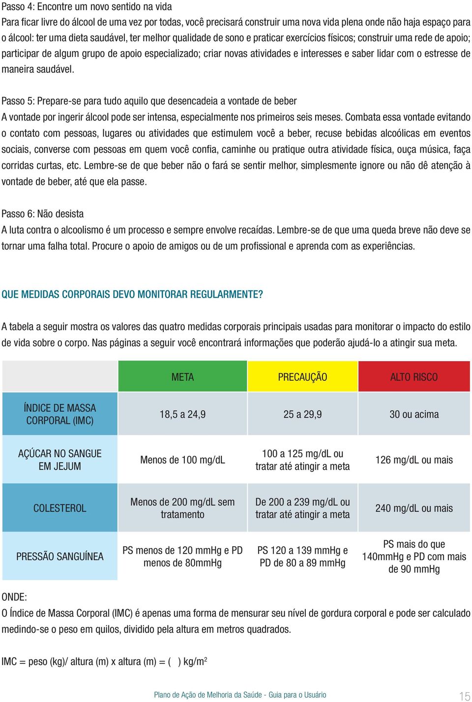 de maneira saudável. Passo 5: Prepare-se para tudo aquilo que desencadeia a vontade de beber A vontade por ingerir álcool pode ser intensa, especialmente nos primeiros seis meses.