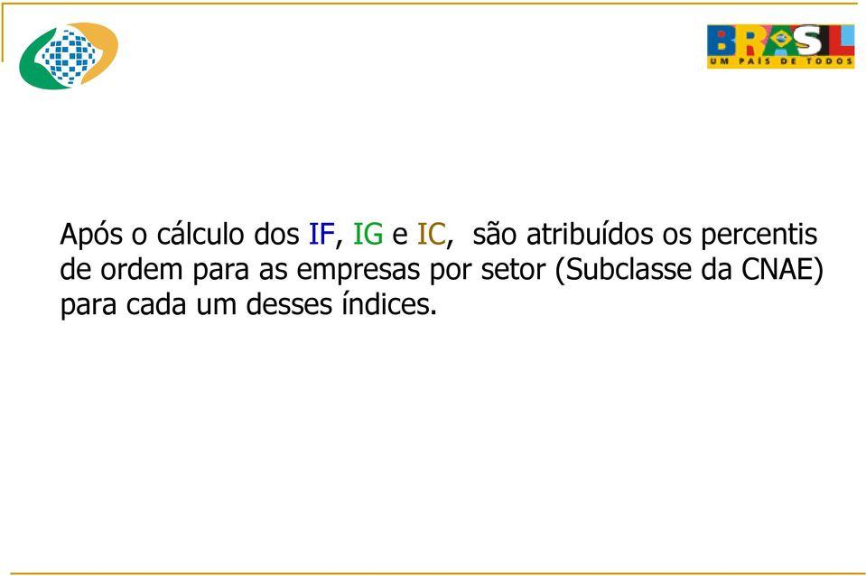 percentis de ordem para as empresas por