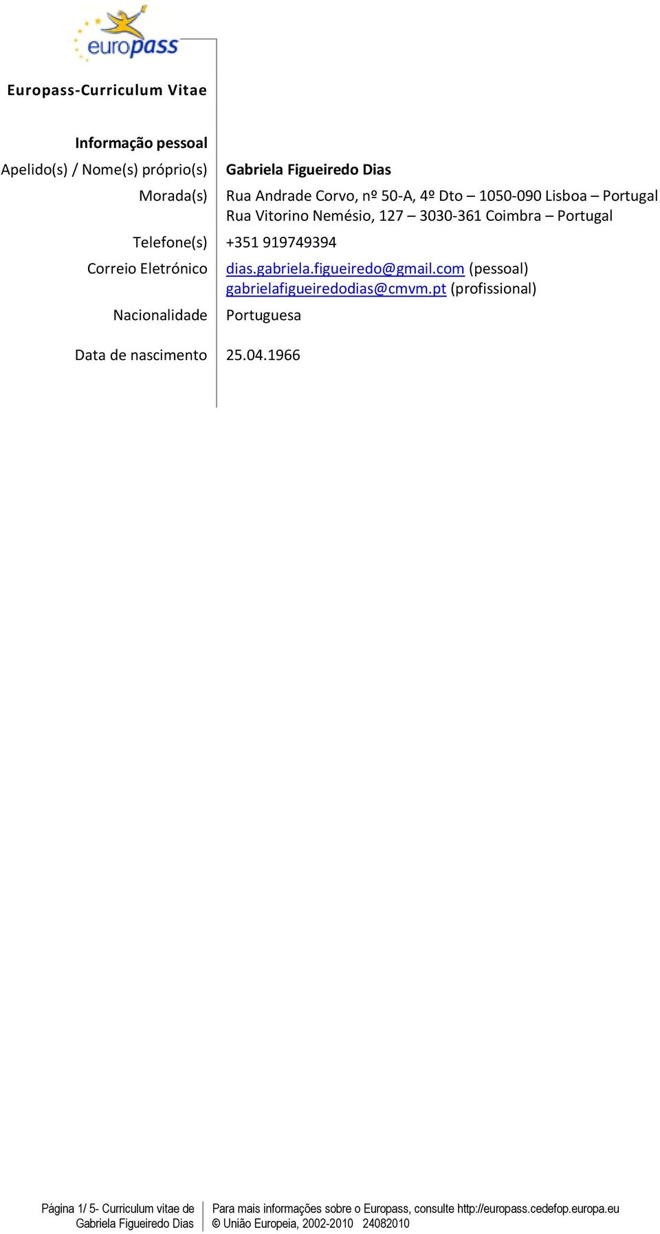 +351 919749394 Correio Eletrónico Nacionalidade dias.gabriela.figueiredo@gmail.