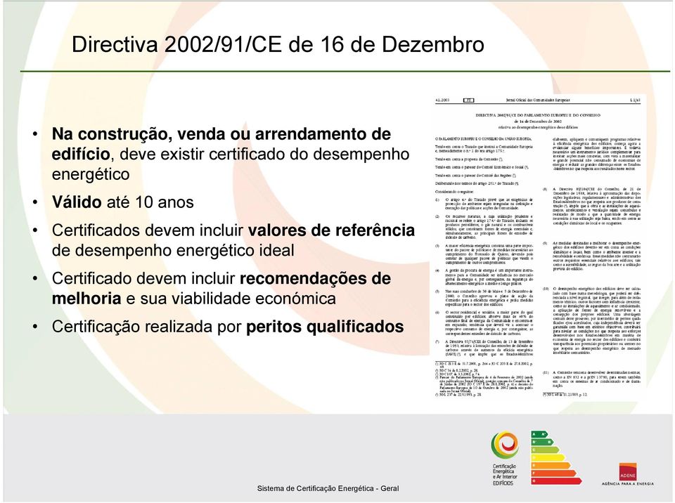 incluir valores de referência de desempenho energético ideal Certificado devem incluir