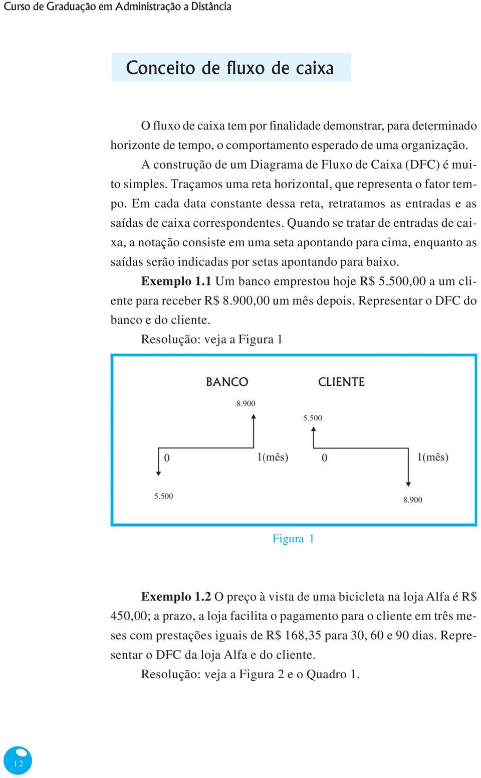 Em cada data constante dessa reta, retratamos as entradas e as saídas de caixa correspondentes.