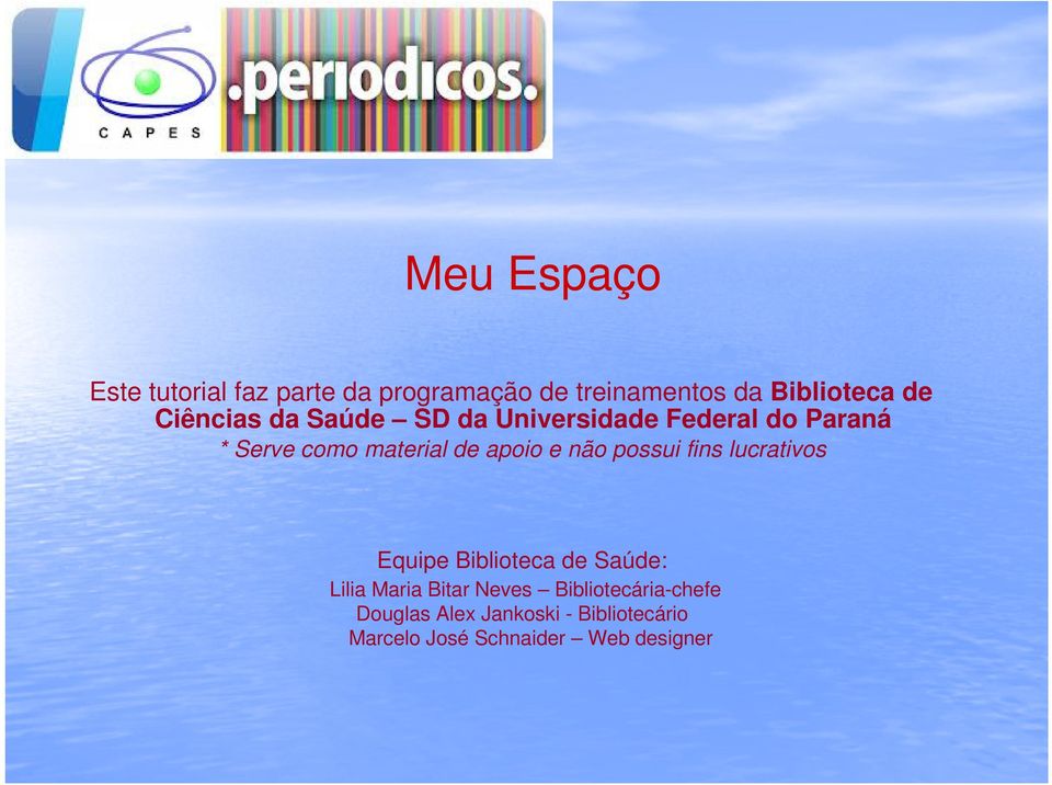 e não possui fins lucrativos Equipe Biblioteca de Saúde: Lilia Maria Bitar Neves