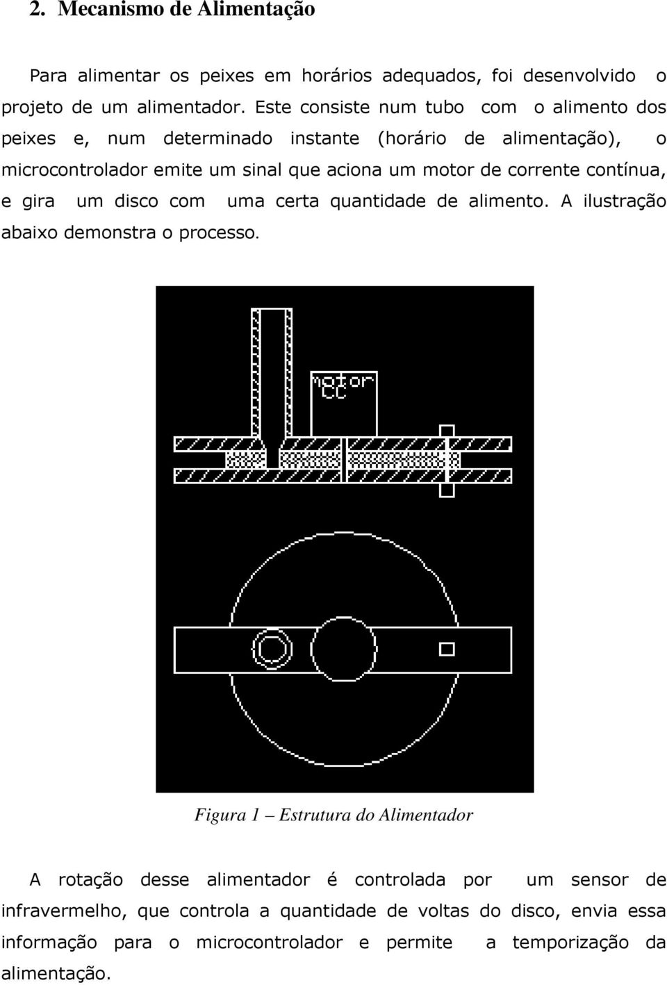 de corrente contínua, e gira um disco com uma certa quantidade de alimento. A ilustração abaixo demonstra o processo.