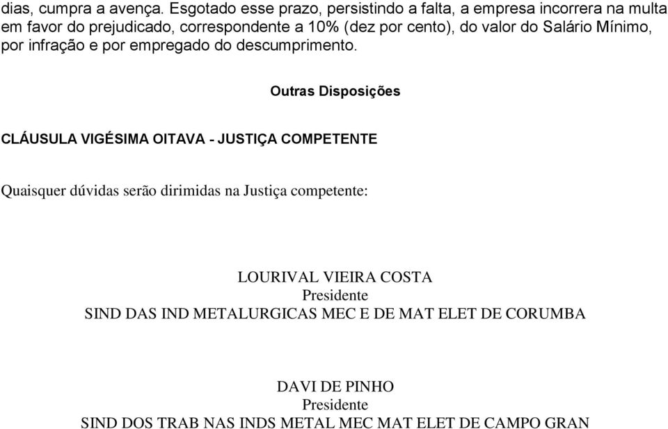 cento), do valor do Salário Mínimo, por infração e por empregado do descumprimento.