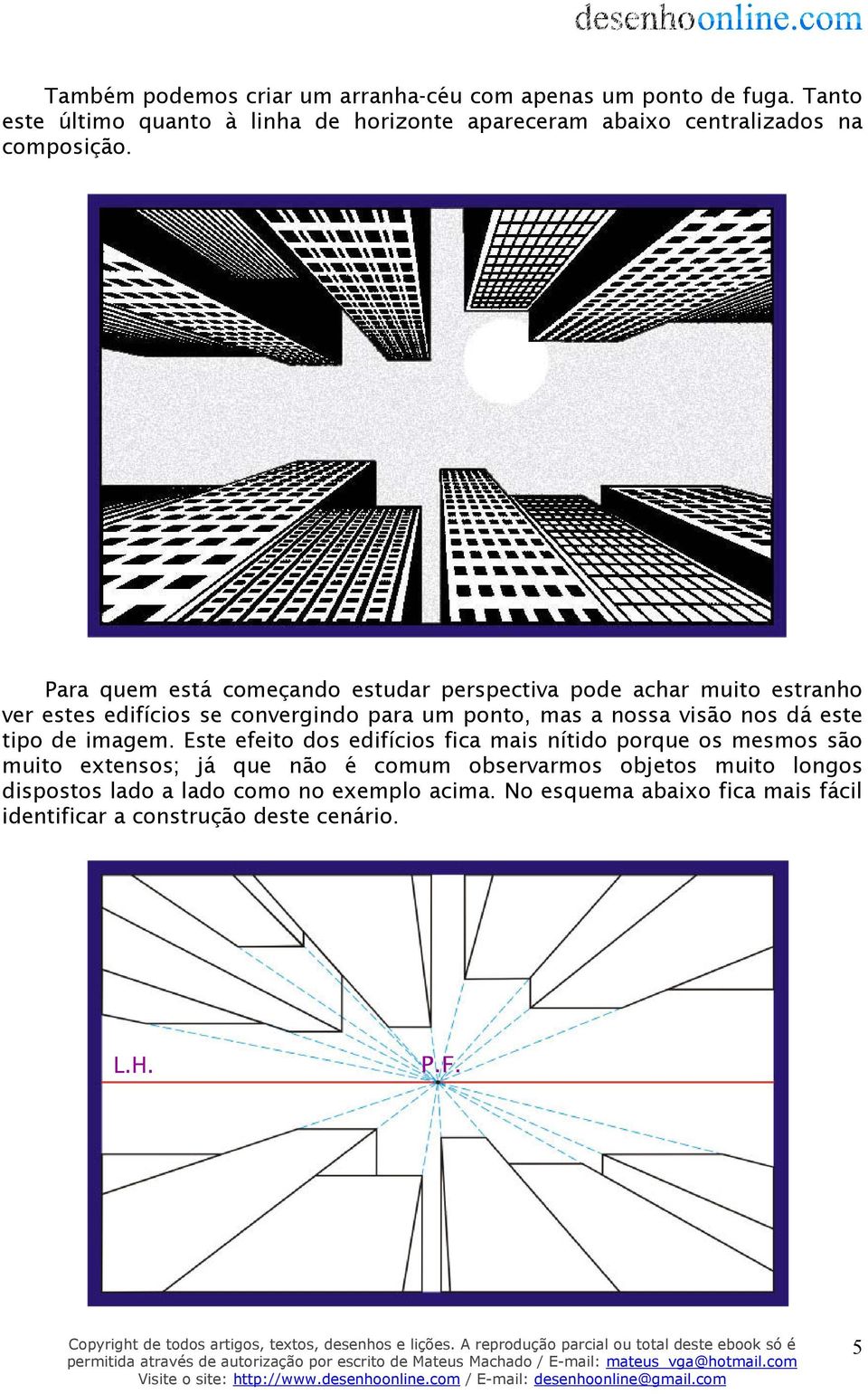 Para quem está começando estudar perspectiva pode achar muito estranho ver estes edifícios se convergindo para um ponto, mas a nossa visão nos