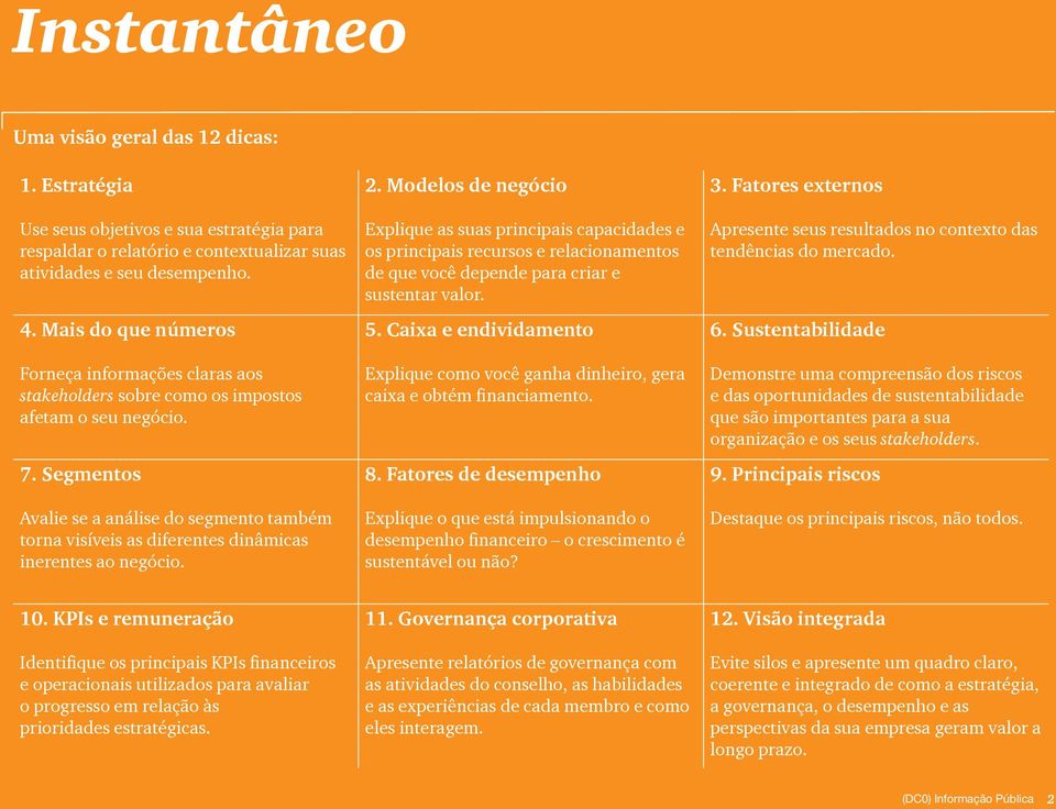 Segmentos Avalie se a análise do segmento também torna visíveis as diferentes dinâmicas inerentes ao negócio. 2.