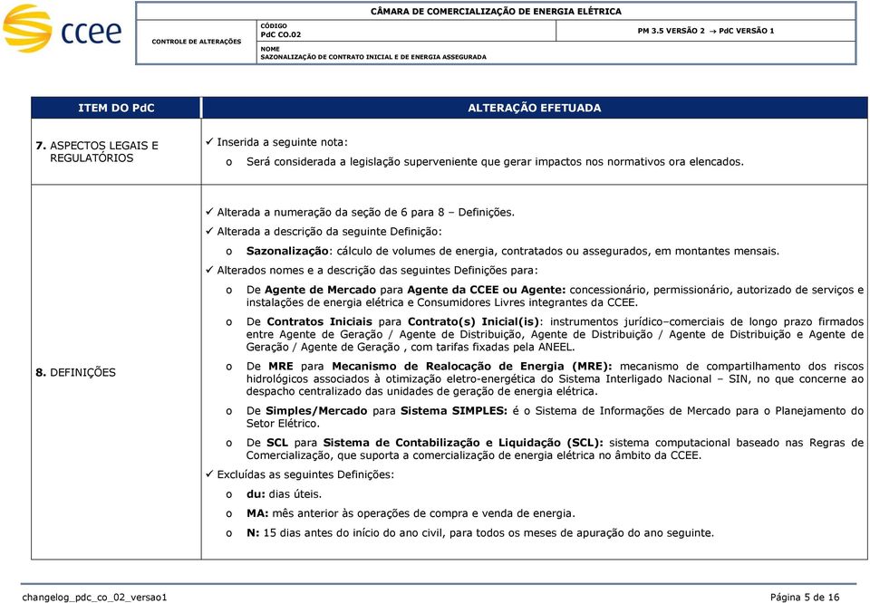 Alterads nmes e a descriçã das seguintes Definições para: De Agente de Mercad para Agente da CCEE u Agente: cncessinári, permissinári, autrizad de serviçs e instalações de energia elétrica e