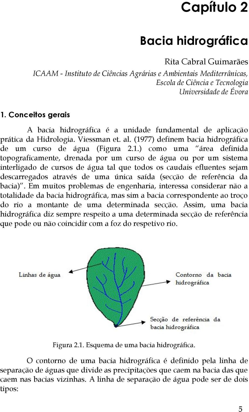 77) definem bacia hidrográfica de um curso de água (Figura 2.1.