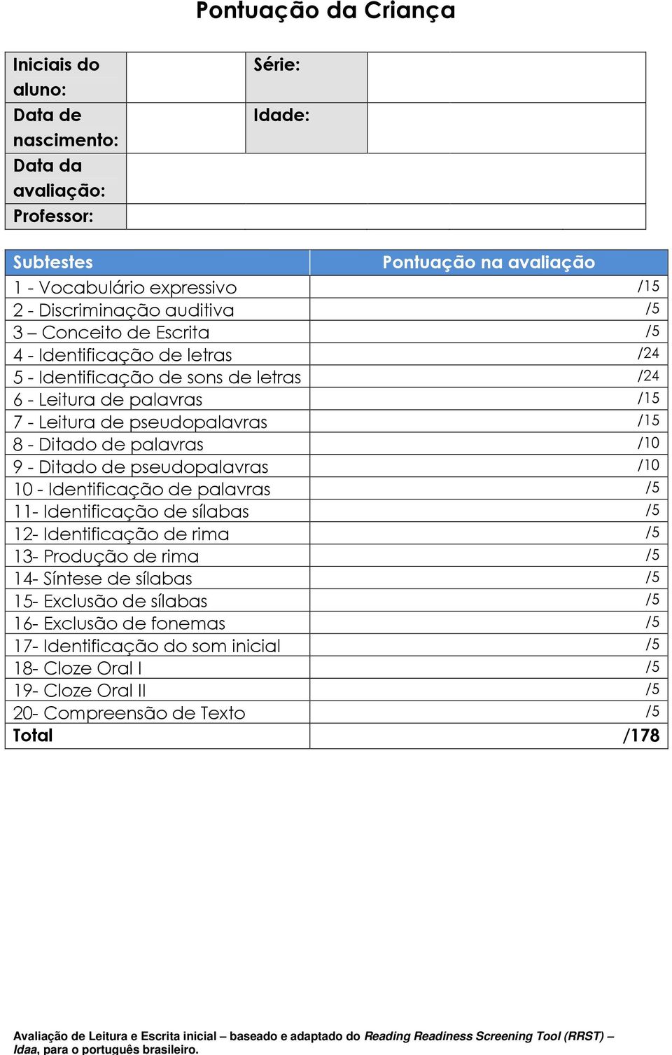 Readiness Screening Tool RRST)!