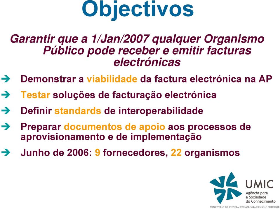 de facturação electrónica Definir standards de interoperabilidade Preparar documentos de