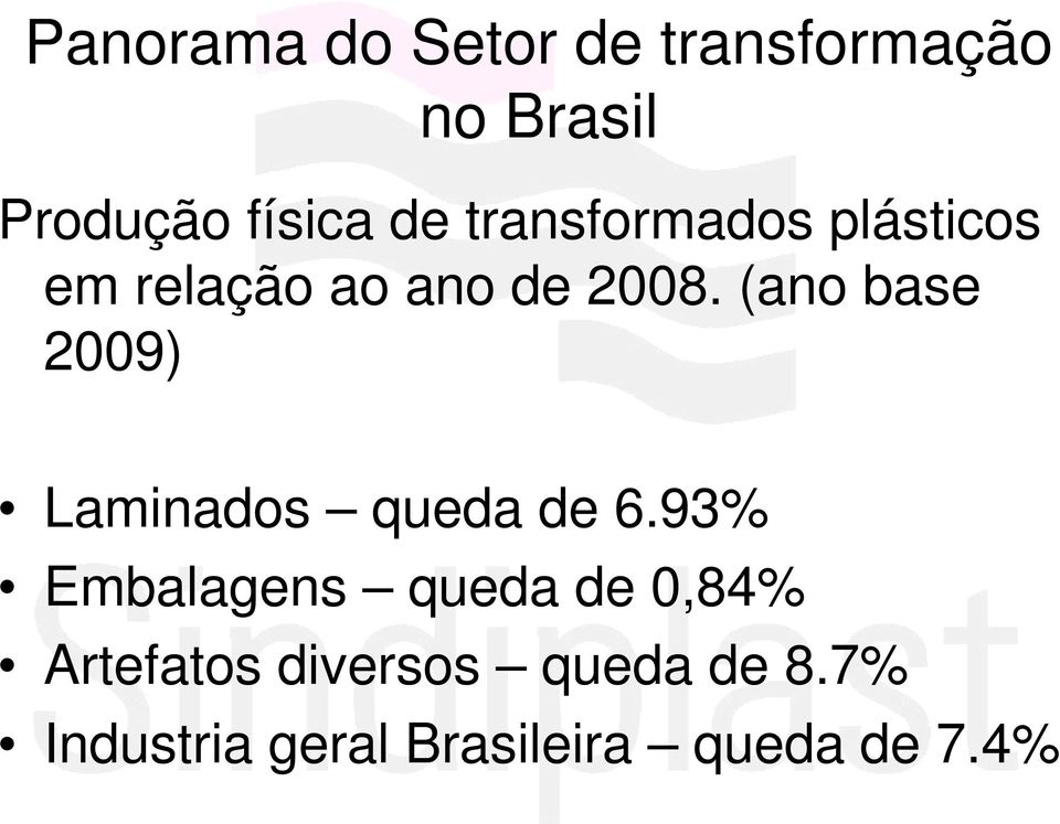 (ano base 2009) Laminados queda de 6.