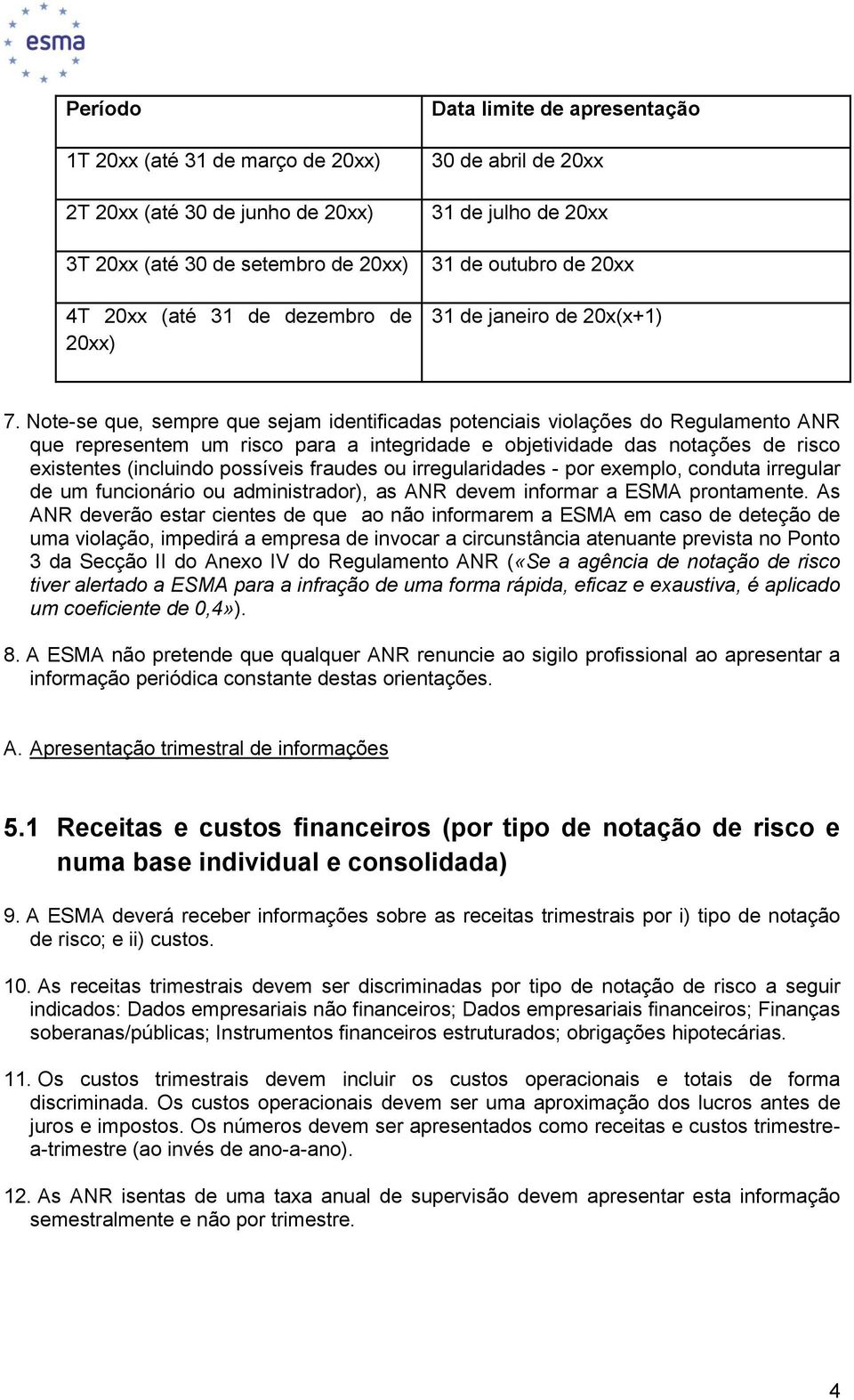 Nte-se que, sempre que sejam identificadas ptenciais vilações d Regulament ANR que representem um risc para a integridade e bjetividade das ntações de risc existentes (incluind pssíveis fraudes u