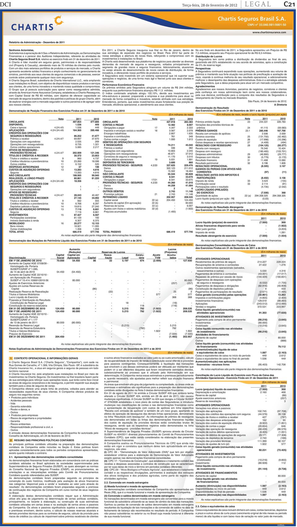 A Chartis é líder mundial em seguros gerais, patrimoniais e de responsabilidade civil (Property & Casualty), atendendo mais de 70 milhões de clientes pelo mundo.