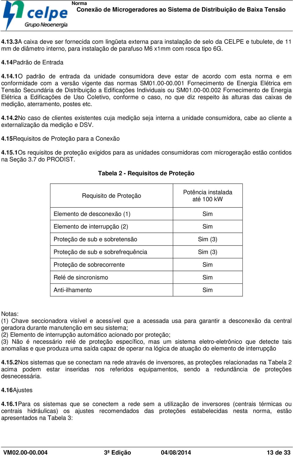 001 Fornecimento de Energia Elétrica em Tensão Secundária de Distribuição a Edificações Individuais ou SM01.00-00.