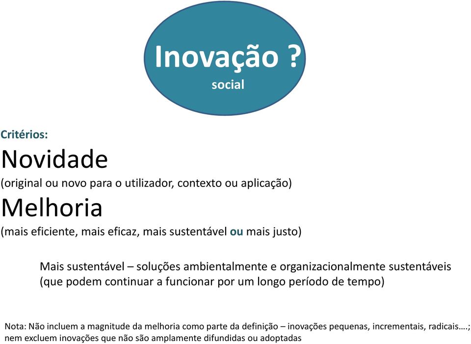 eficaz, mais sustentável ou mais justo) Mais sustentável soluções ambientalmente e organizacionalmente sustentáveis (que