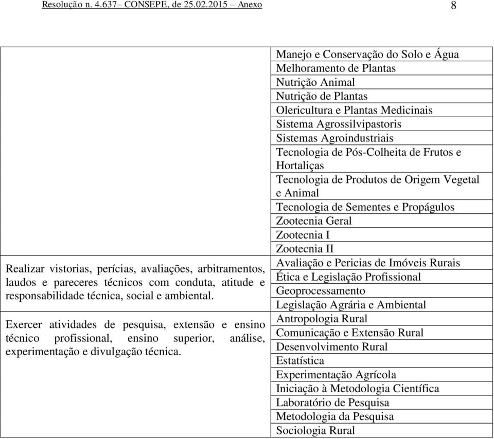 Exercer atividades de pesquisa, extensão e ensino técnico profissional, ensino superior, análise, experimentação e divulgação técnica.