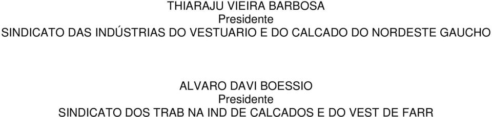 NORDESTE GAUCHO ALVARO DAVI BOESSIO Presidente