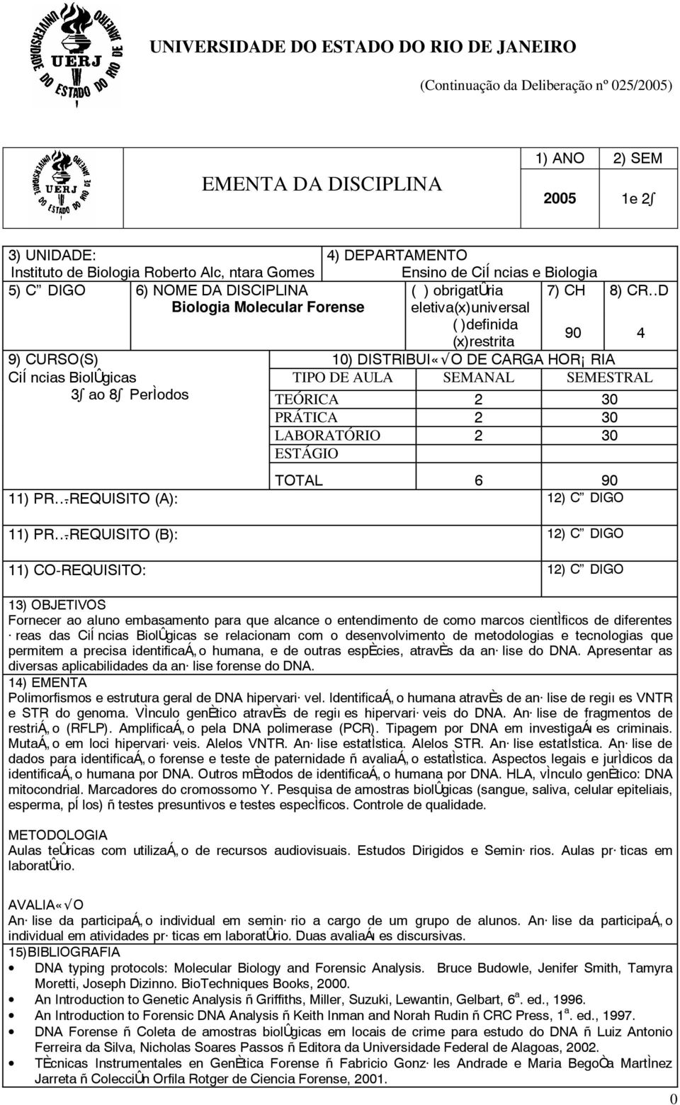 TEÓRICA 2 3 PRÁTICA 2 3 LABORATÓRIO 2 3 ESTÁGIO TOTAL 6 9 11) PR -REQUISITO (A): 12) C DIGO 11) PR -REQUISITO (B): 12) C DIGO 11) CO-REQUISITO: 12) C DIGO 13) OBJETIVOS Fornecer ao aluno embasamento