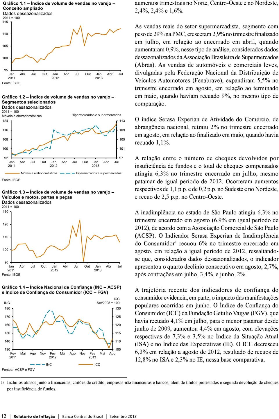 eletrodomésticos 90 Jan Abr Out Jan 2011 Fonte: IBGE Abr Out Jan Abr Abr Hipermercados e supermercados 113 109 105 101 97 Hipermercados e supermercados Gráfico 1.