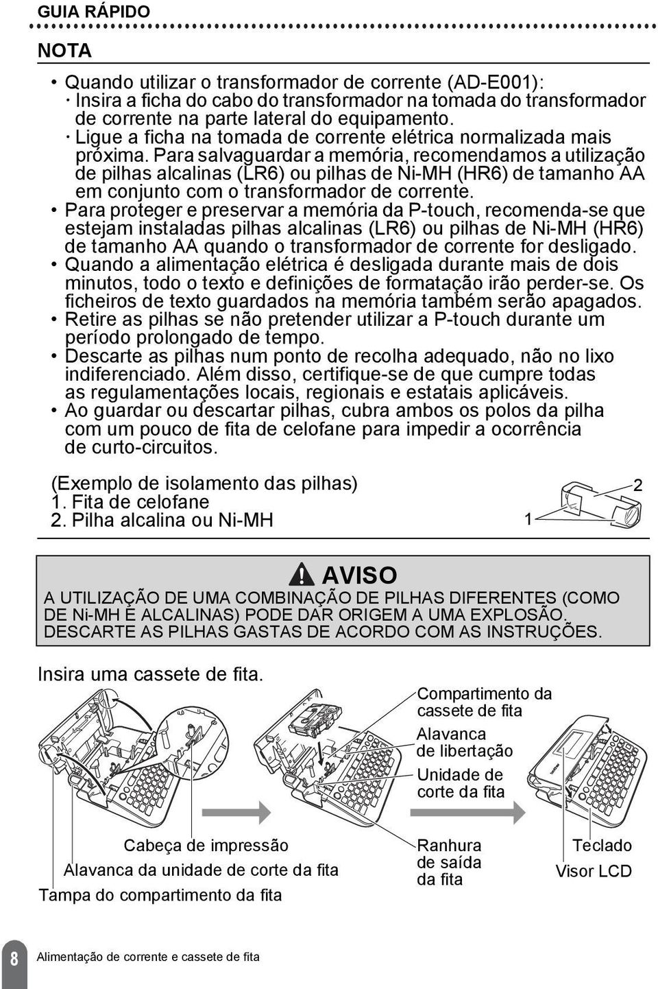 Para salvaguardar a memória, recomendamos a utilização de pilhas alcalinas LR6) ou pilhas de Ni-MH HR6) de tamanho AA em conjunto com o transformador de corrente.