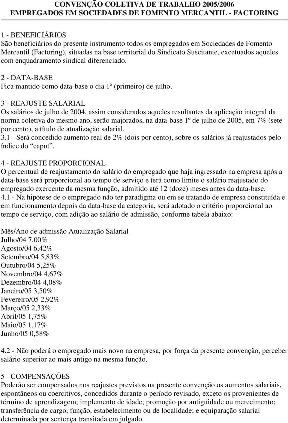 2 - DATA-BASE Fica mantido como data-base o dia 1º (primeiro) de julho.